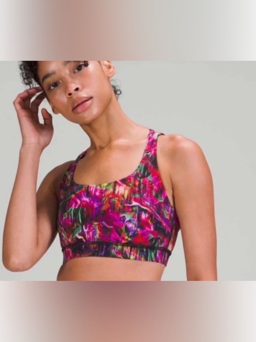 Lululemon Energy Bra *Medium Support, B-D Cups Hyper Flow Pink Multi Color 10